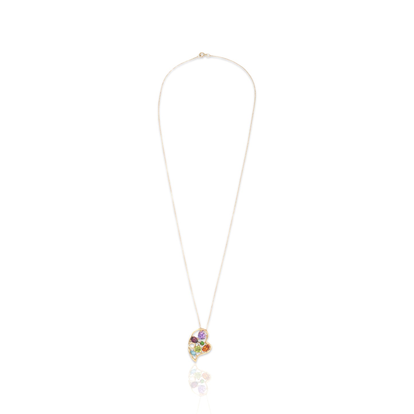 14K Yellow Gold Multicolor Quartz Pendant Necklace
