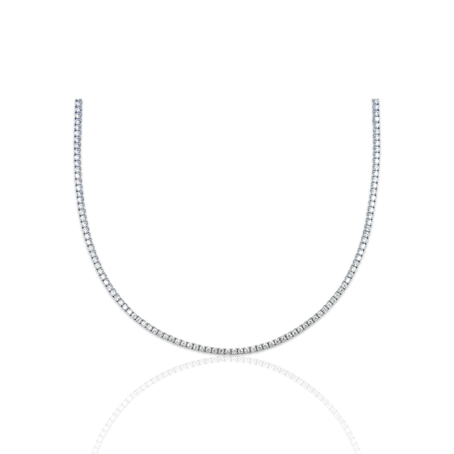 14K White Gold 4 Carat Diamond Tennis Necklace