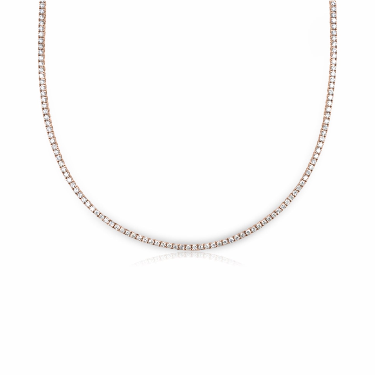 14K Rose Gold 5 Carat Diamond Tennis Necklace