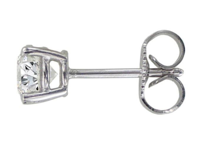 14K White Gold Round Diamond Stud Earrings
