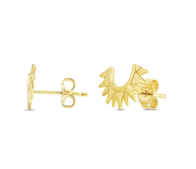 14K Yellow Gold Sunburst Stud Earrings