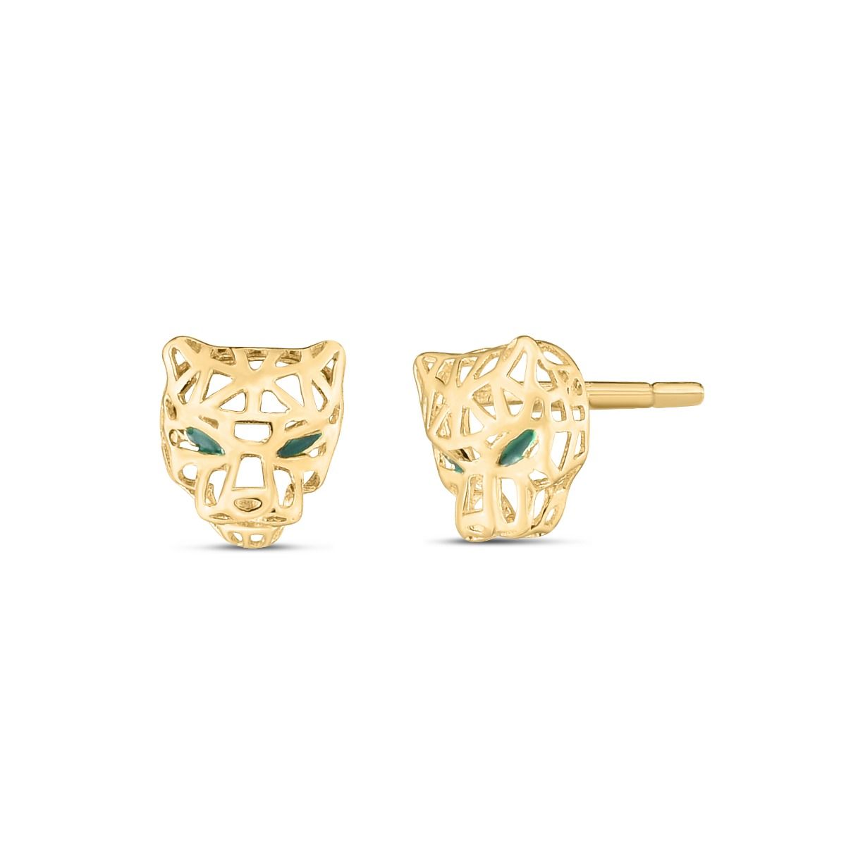 14K Yellow Gold Panther Earrings