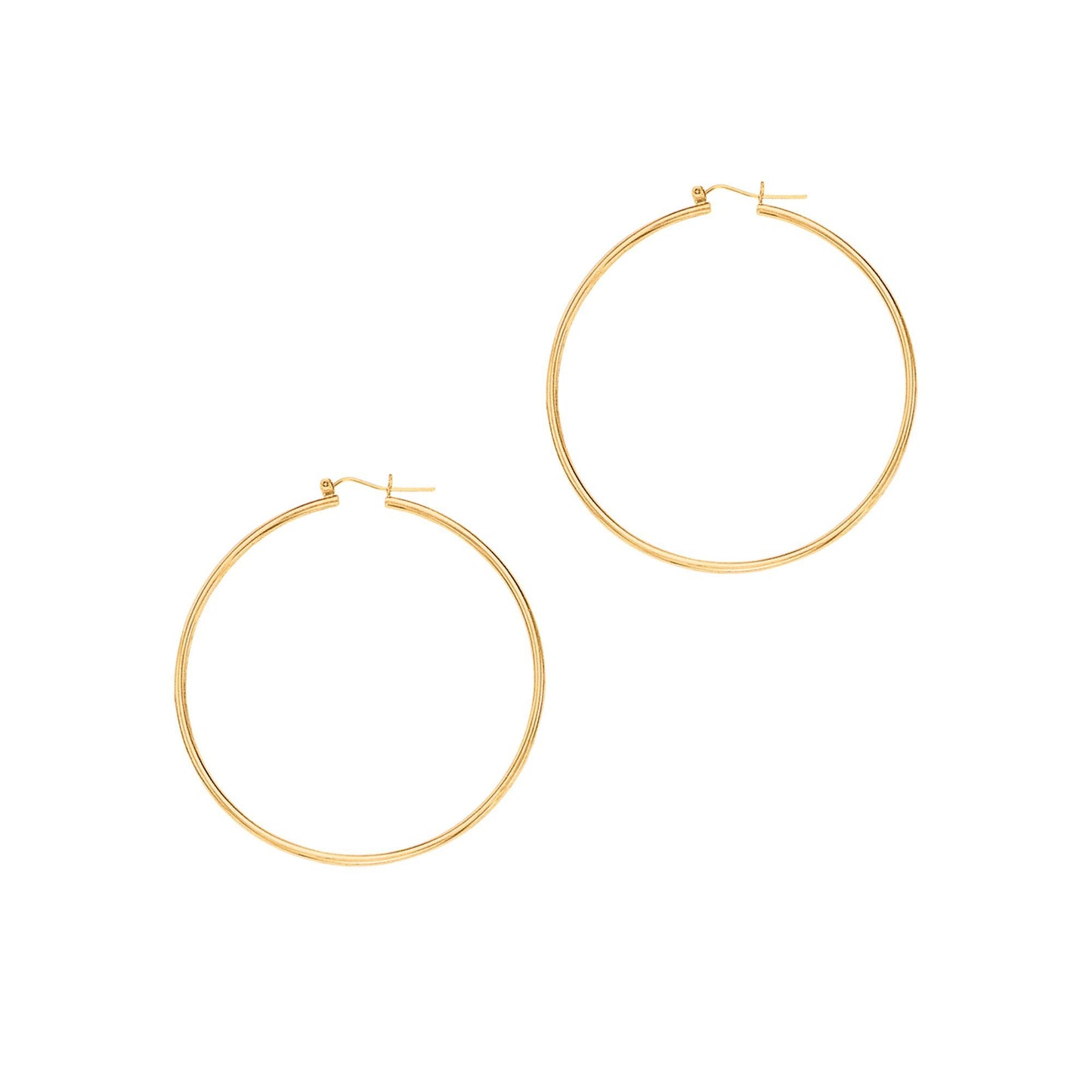 14K Yellow Gold Hoop Earrings - 1.5x45mm