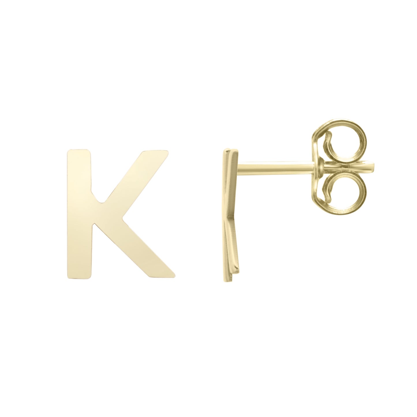 14K Yellow Gold Initial K Stud Earring