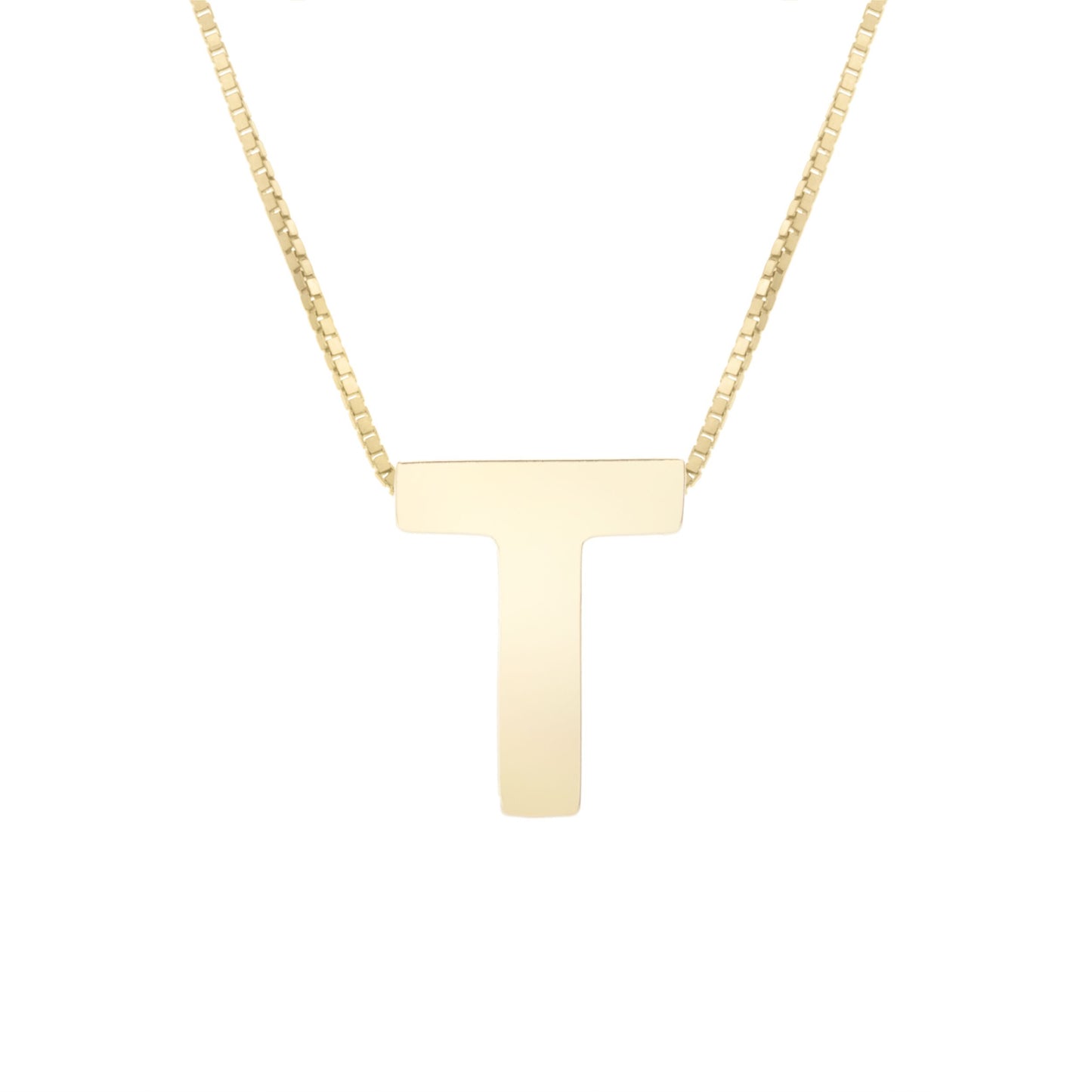14K Yellow Gold Initial T Pendant Necklace