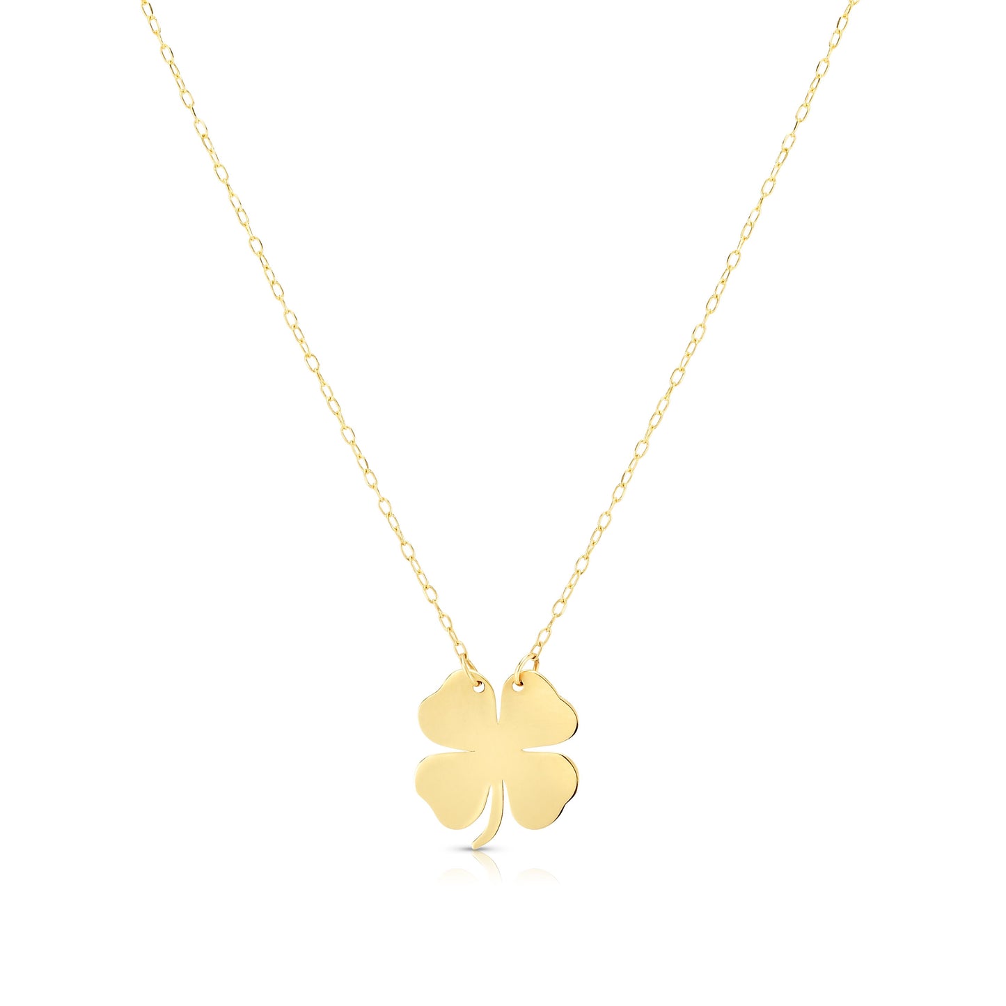 14K Yellow Gold Clover Pendant Necklace