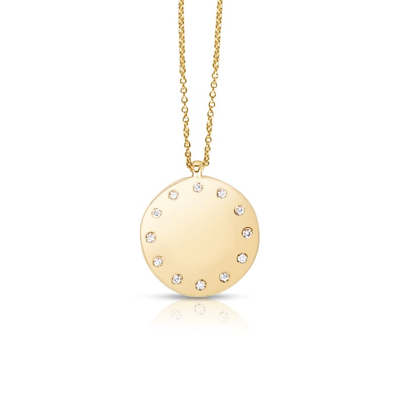 14K Yellow Gold Small Diamond Dial Pendant Necklace