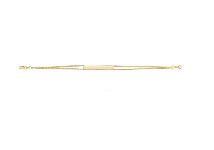 14K Yellow Gold Diamond Engravable Bar Bracelet