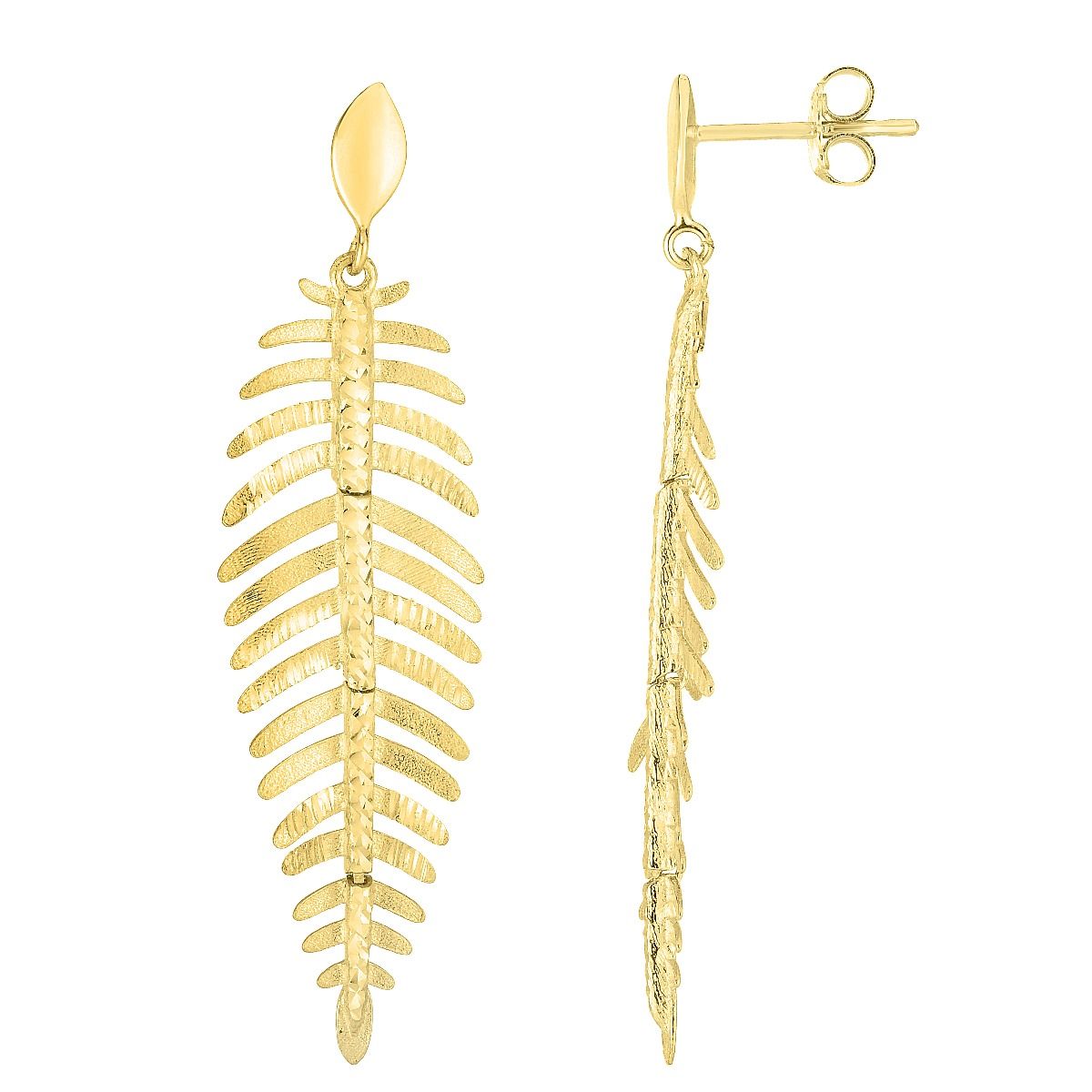 14K Yellow Gold Fancy Leafy Earrings