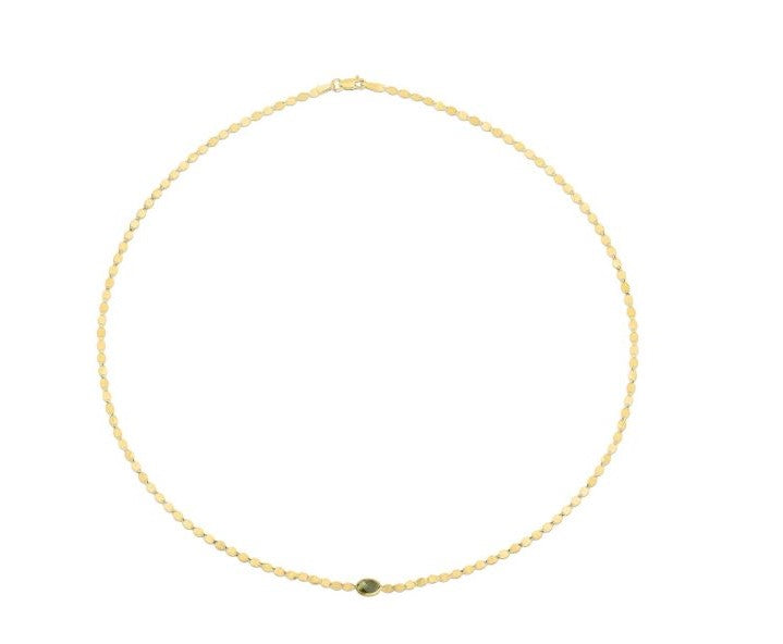 14K Yellow Gold Peridot Mirrored Chain Necklace