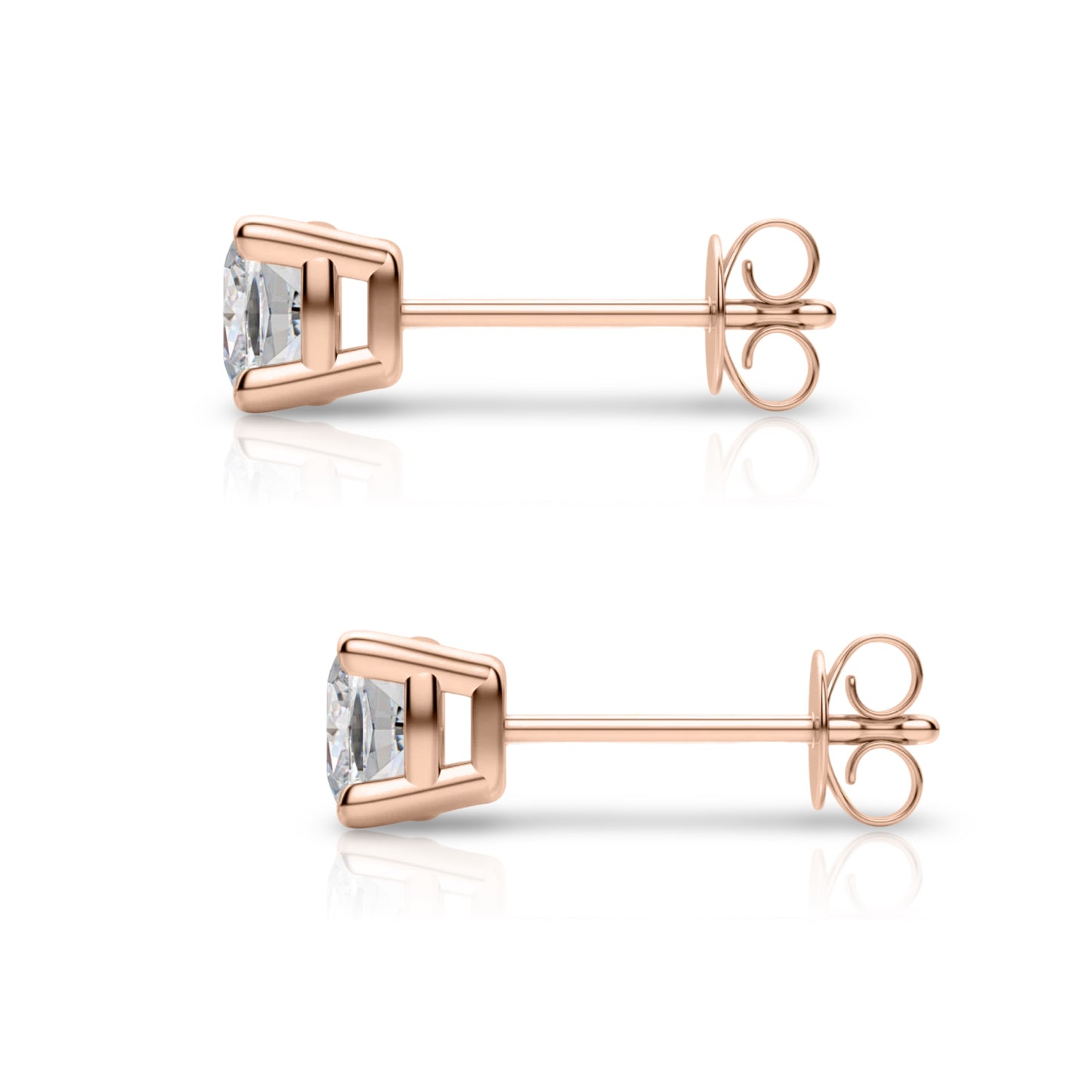 14K Rose Gold Cushion Cut Earth Mined Diamond Stud Earrings