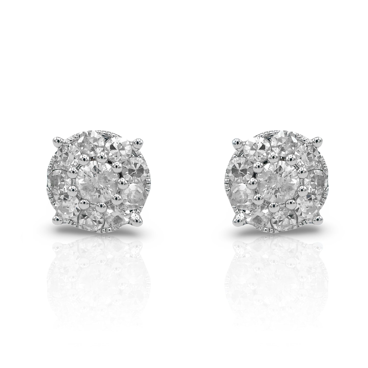 14K White Gold Diamond Stud Earrings