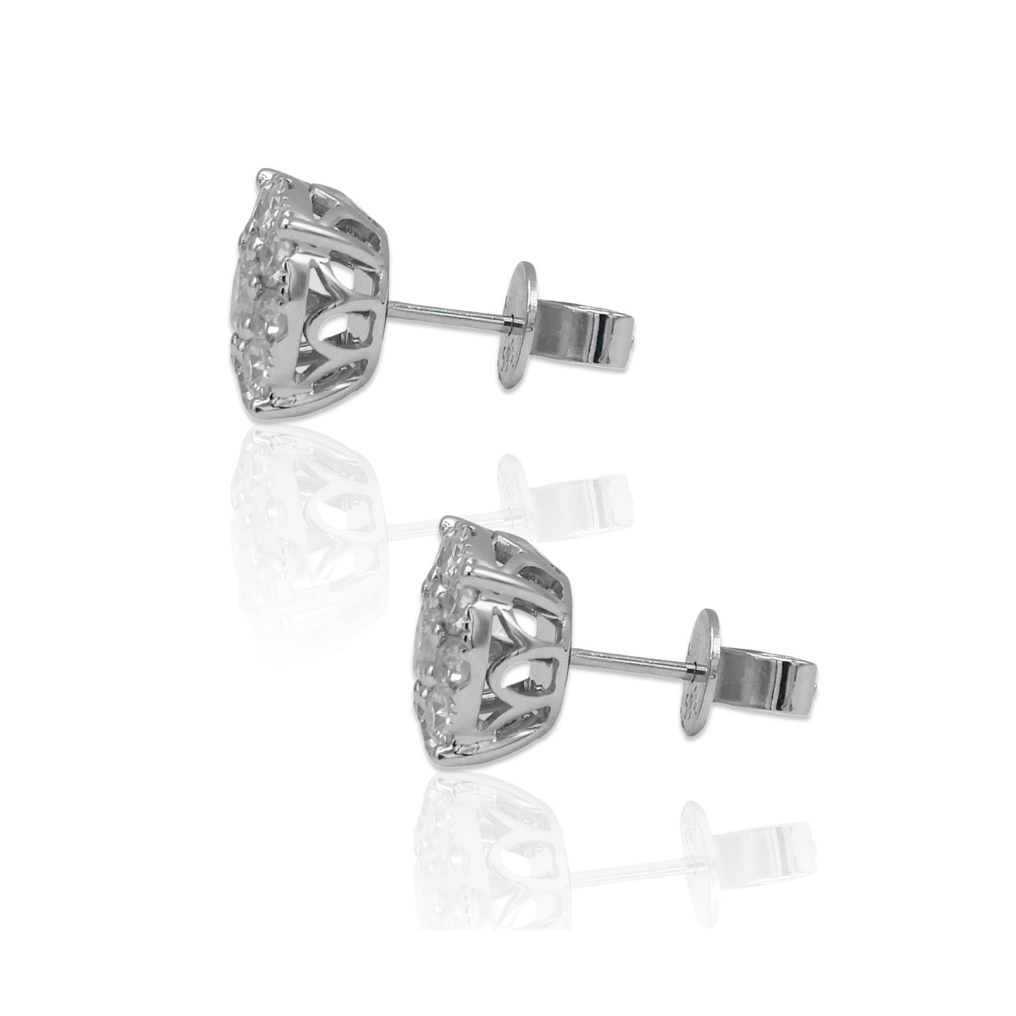 14K White Gold Diamond Stud Earrings