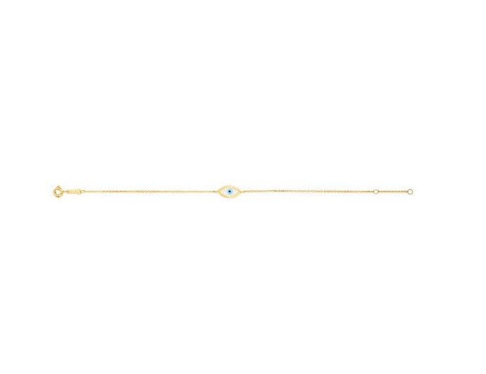 14K Yellow Gold MOP & Enamel Evil Eye Bracelet