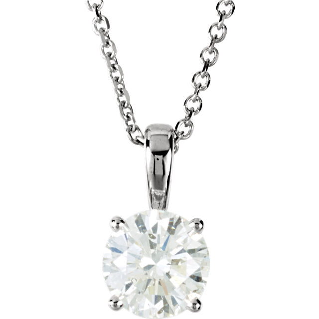 14K White Gold 1.04ct Laser-Drill Diamond Pendant Necklace