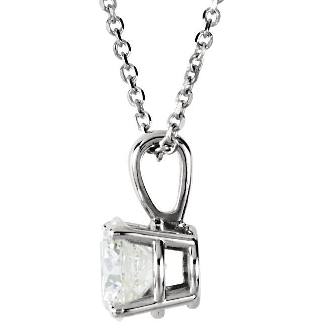 14K White Gold 1.04ct Laser-Drill Diamond Pendant Necklace