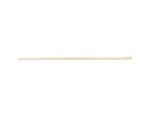 14K Yellow Gold Heart Link Chain Bracelet - 3.2mm