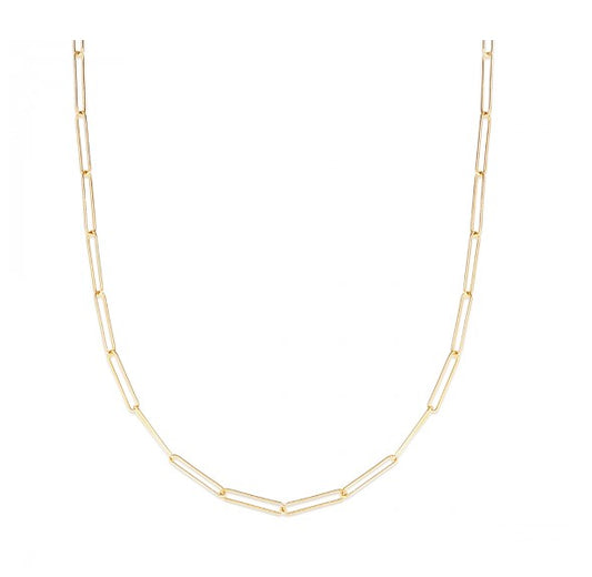 14K Yellow Gold Lungo Paperclip Chain Necklace - 2.7mm