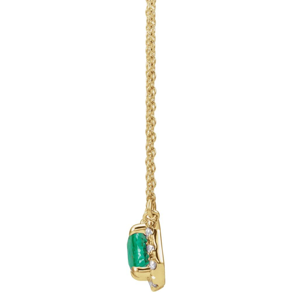 14K Yellow Gold Emerald & Diamond Necklace