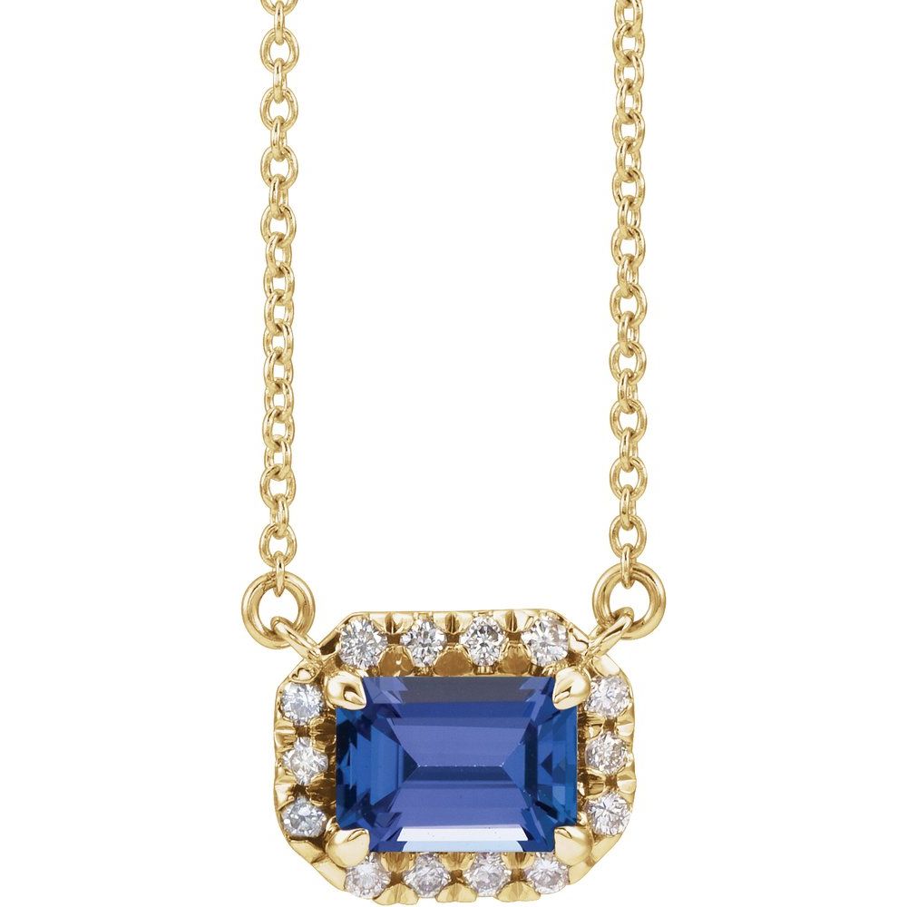 14K Yellow Gold Tanzanite & Diamond Necklace