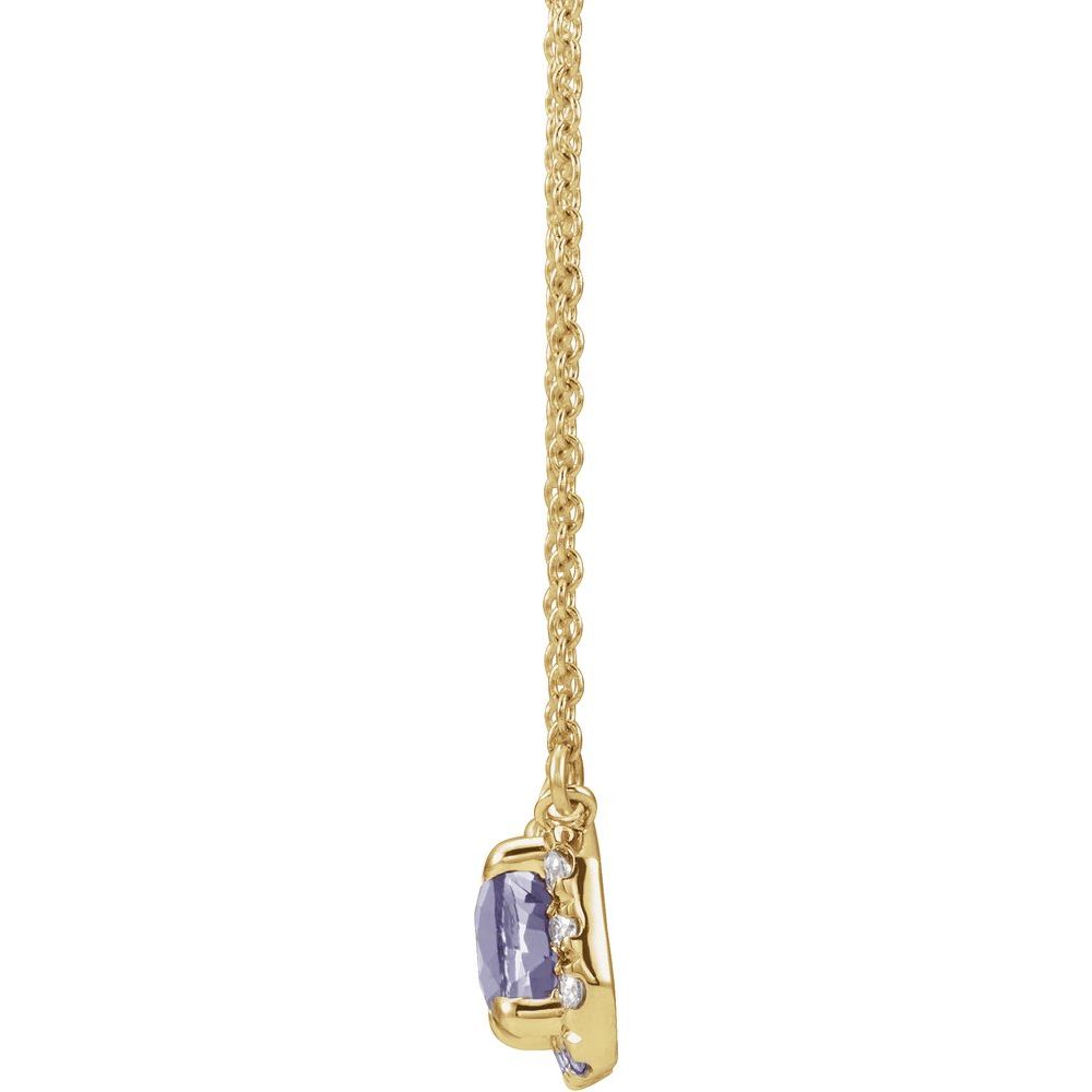 14K Yellow Gold Tanzanite & Diamond Necklace