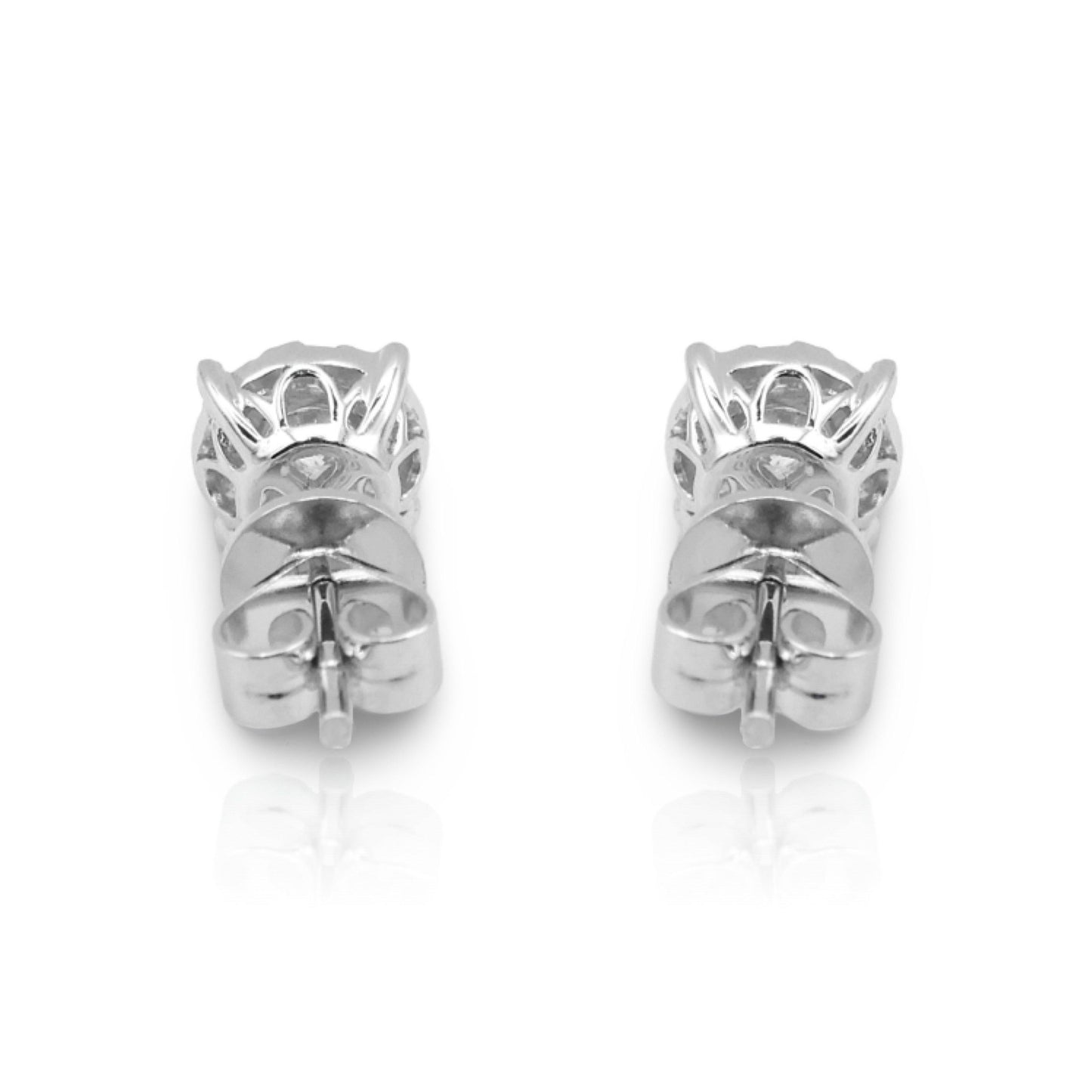 14K White Gold Diamond Cluster Stud Earrings